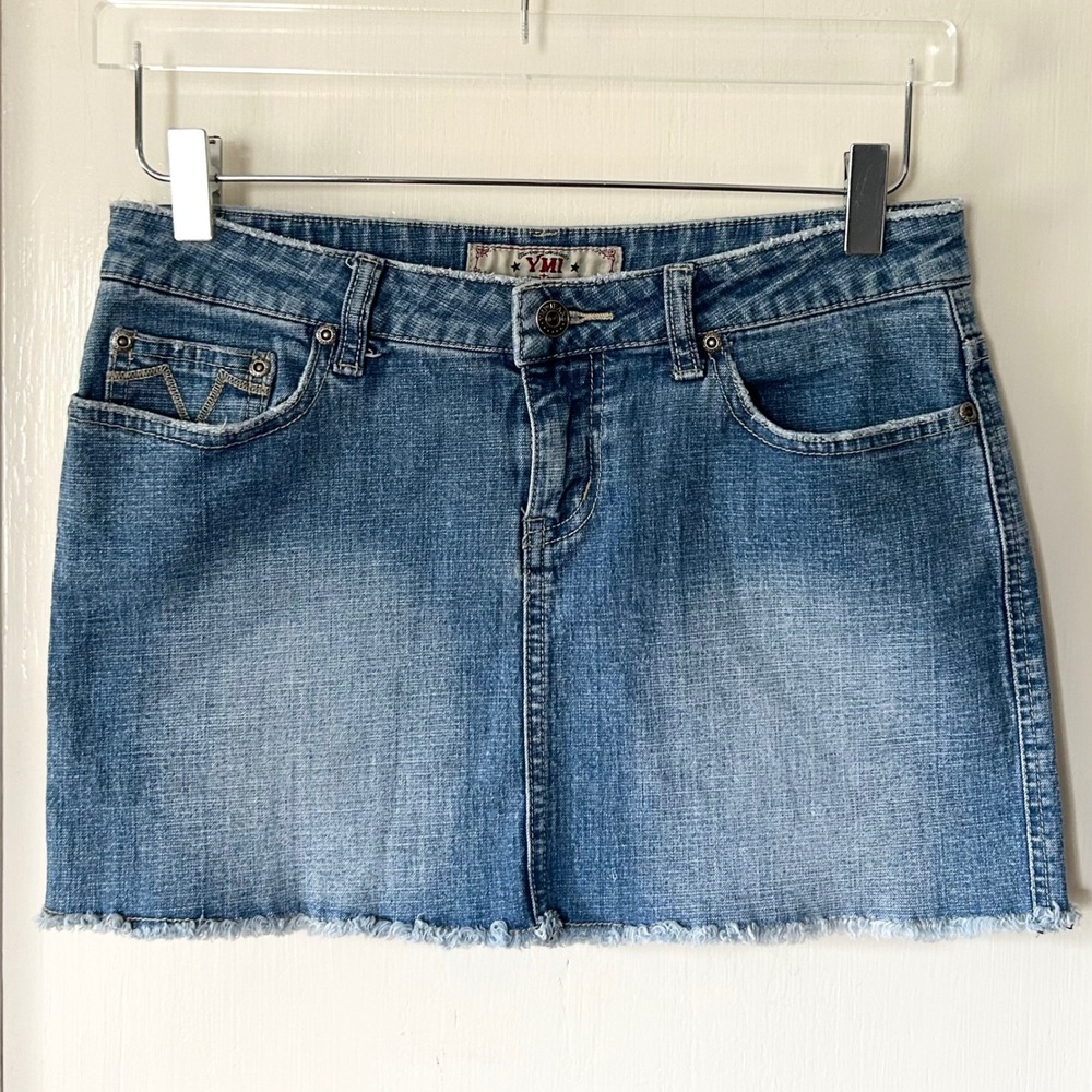 YMI Vintage Y2K Low Rise Micro Mini Denim Skirt Light Wash Fade 9 Bratz Festival